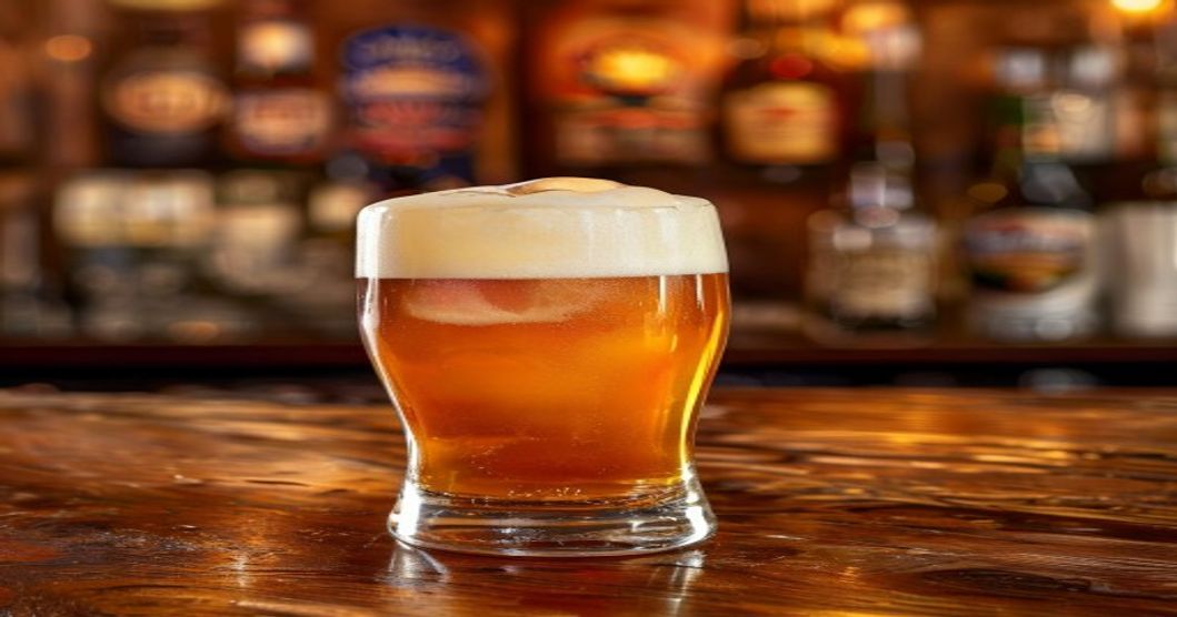 Golden cream ale in a pint glass with creamy head