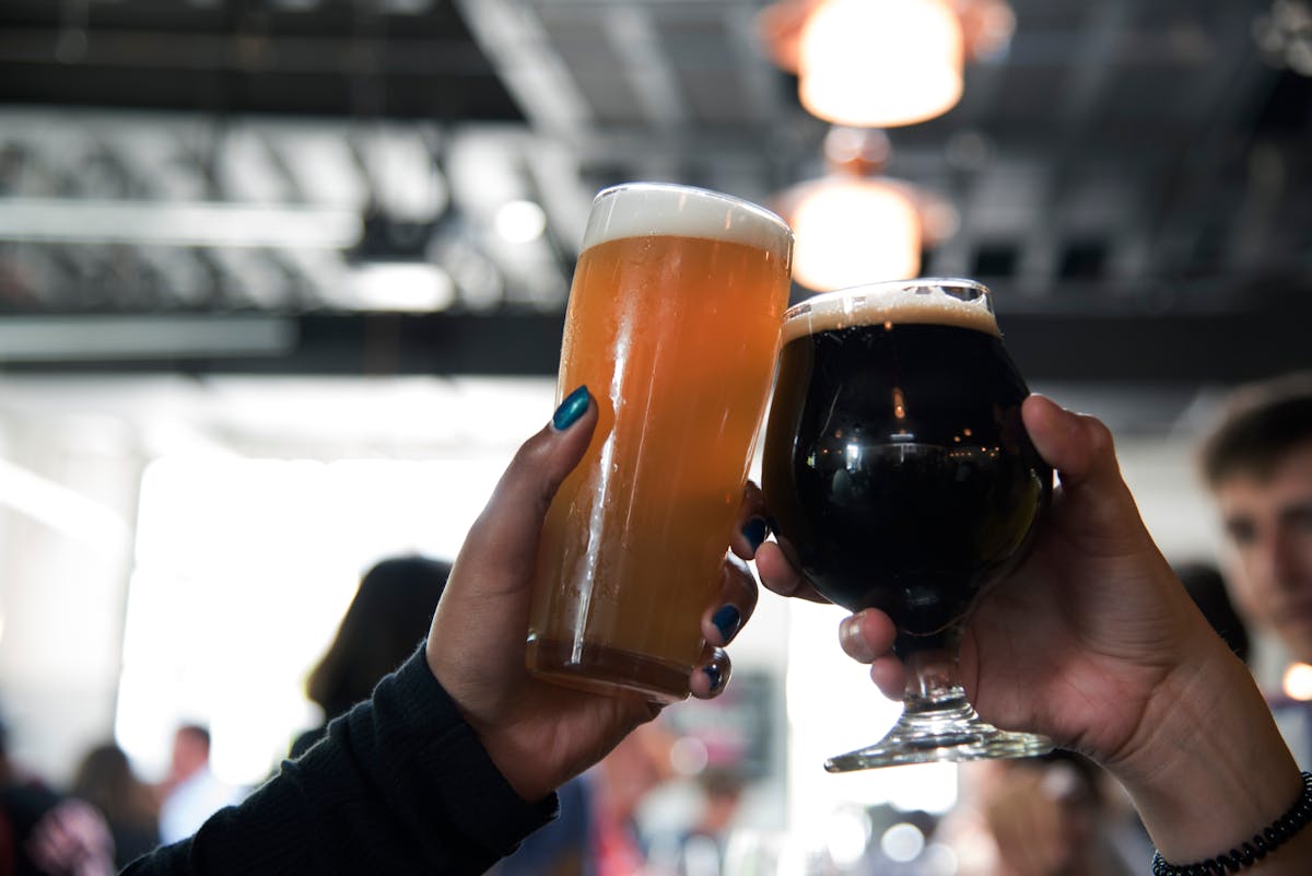 A dark stout in a tulip glass