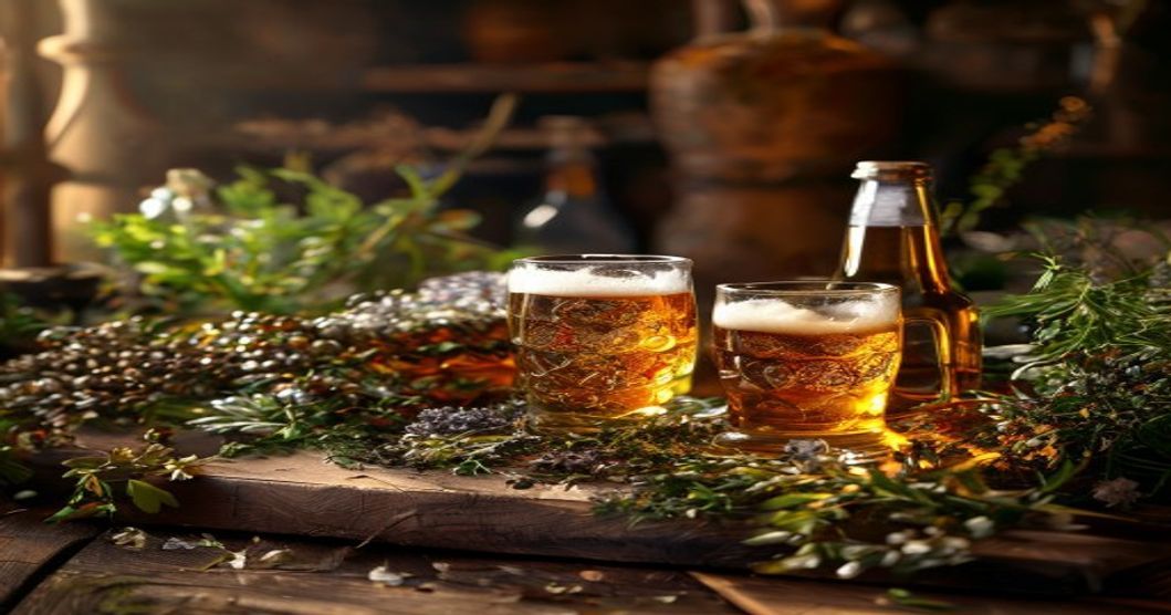 Ancient gruit herbs and craft beer brewing