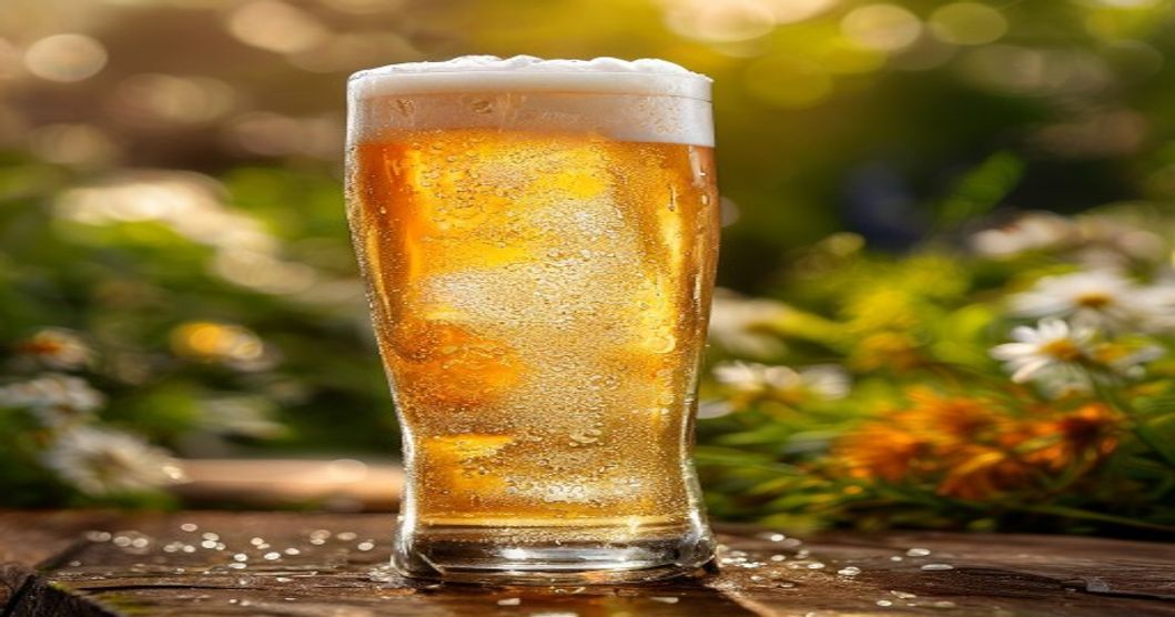 Berliner Weisse poured into a tall glass, pale and cloudy with a thick white head