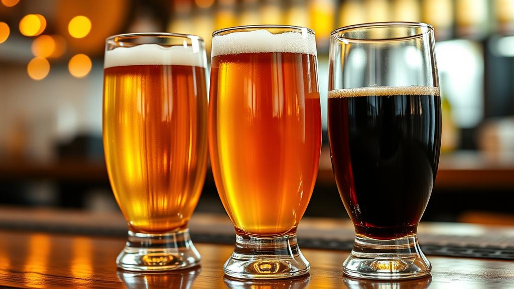 Beer flight featuring experimental hop-forward ales