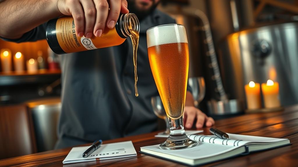 Pouring and tasting finished Kölsch beer