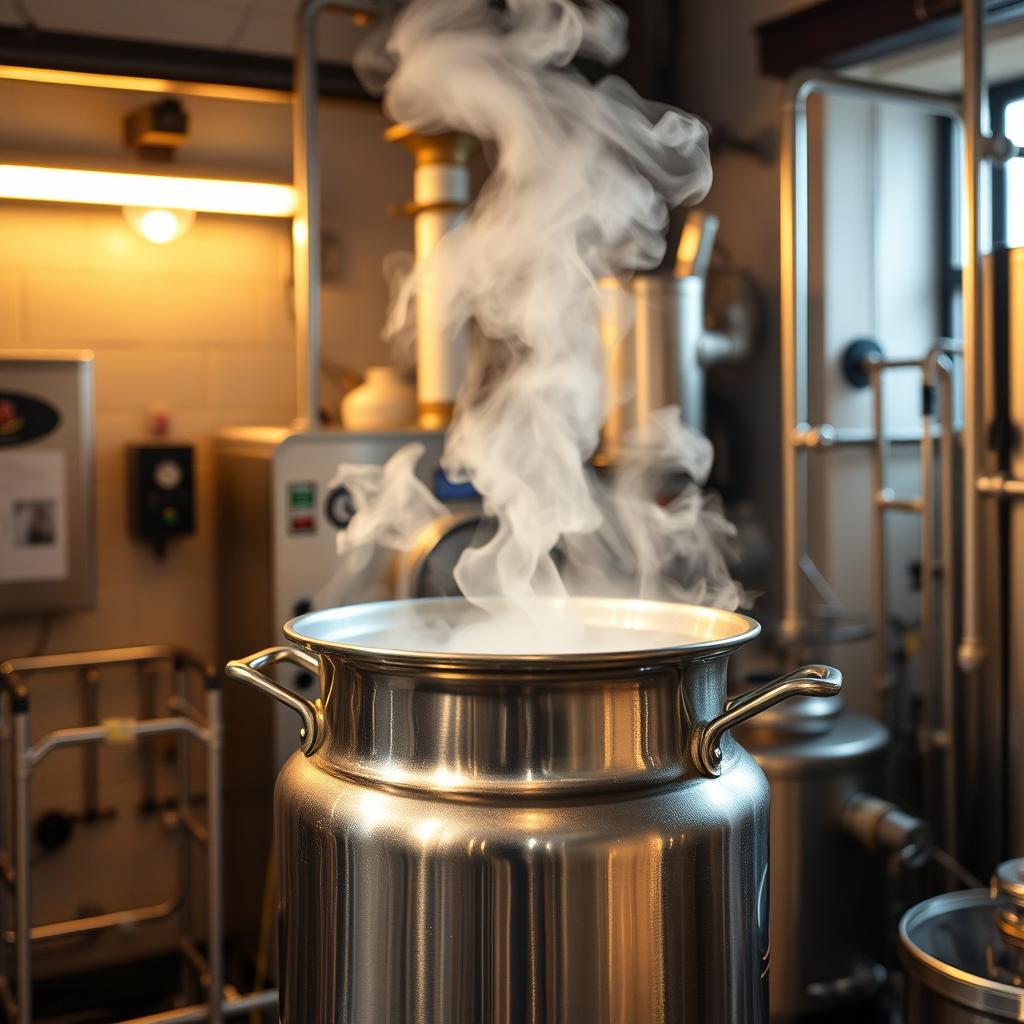 Brewing kettle with steam