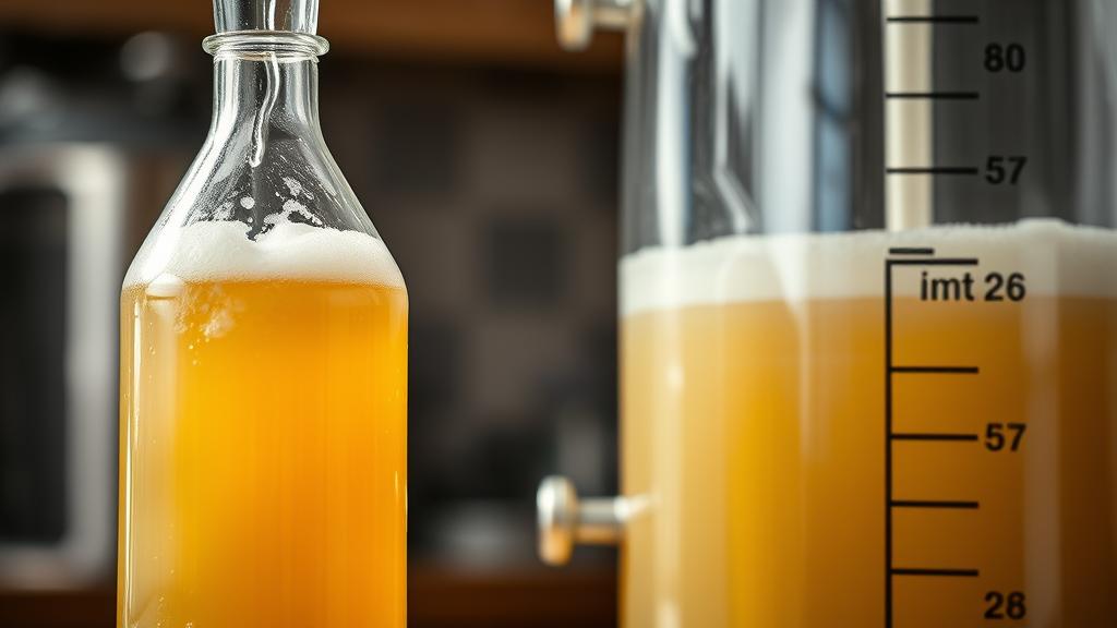 Yeast starter actively fermenting next to pressure fermentation vessel