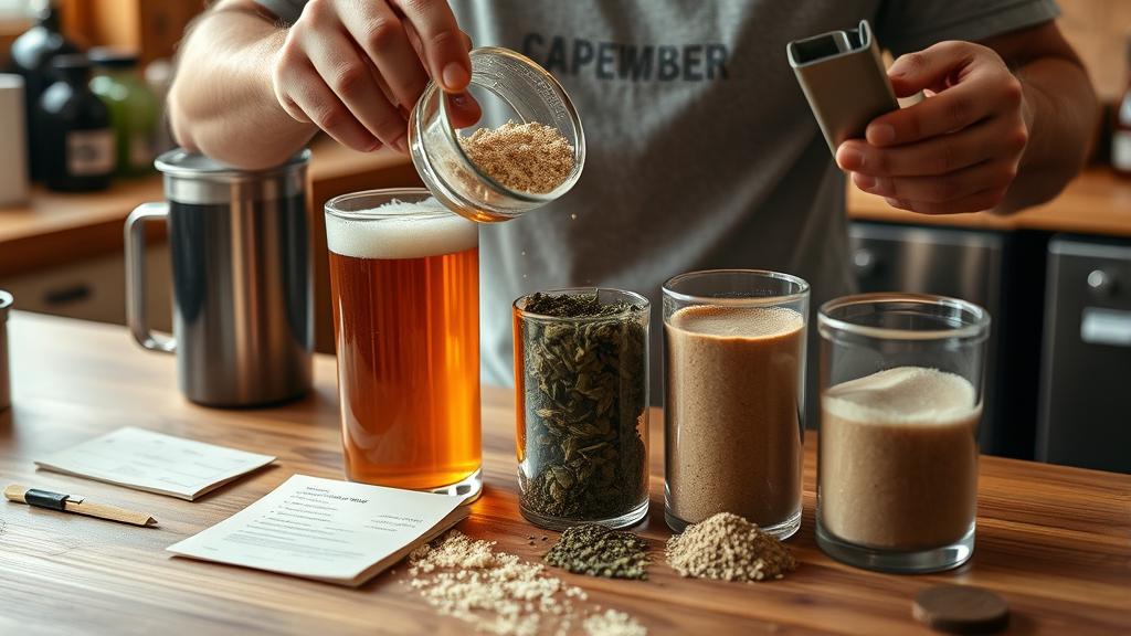 Precise ingredient measurement for adaptogenic beer brewing