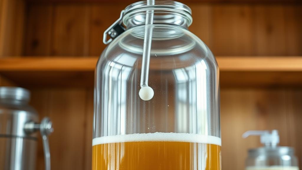 Gluten-free beer fermenting in a glass carboy