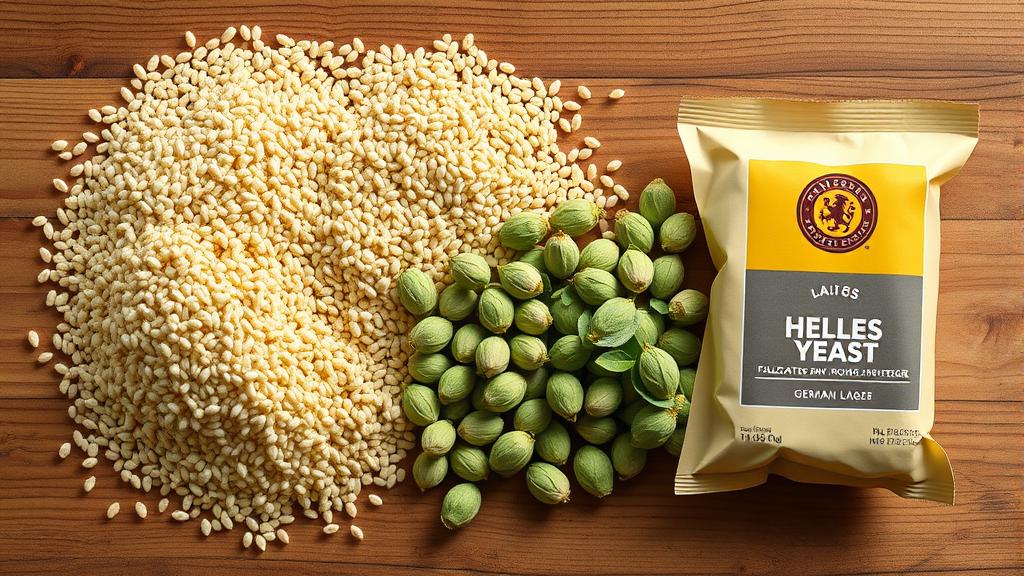 Pale malt and noble hops for Helles lager brewing