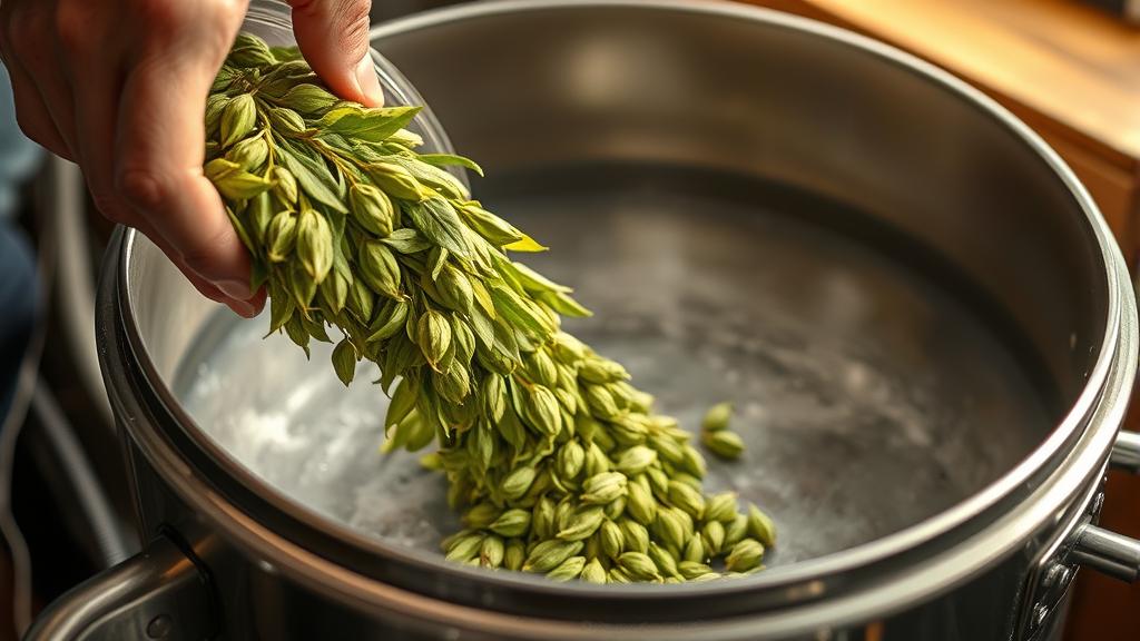 Dry hopping cascade and hallertau hops in an alcohol-free lager fermenter