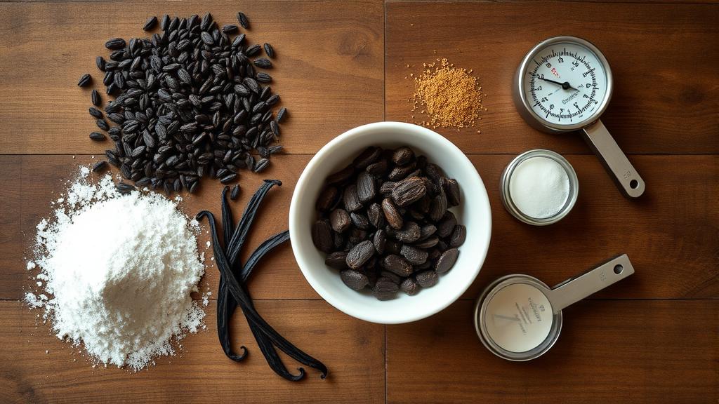 Dessert stout brewing ingredients including chocolate, vanilla, lactose, and dark roasted malts