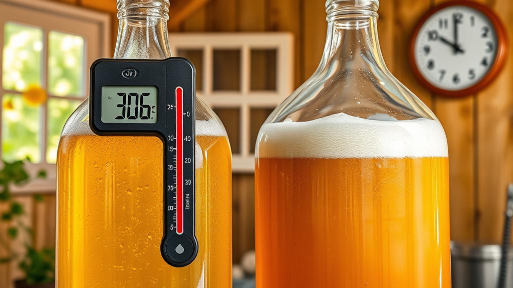 Fermentation carboy 30 celsius thermometer summer heat active krausen