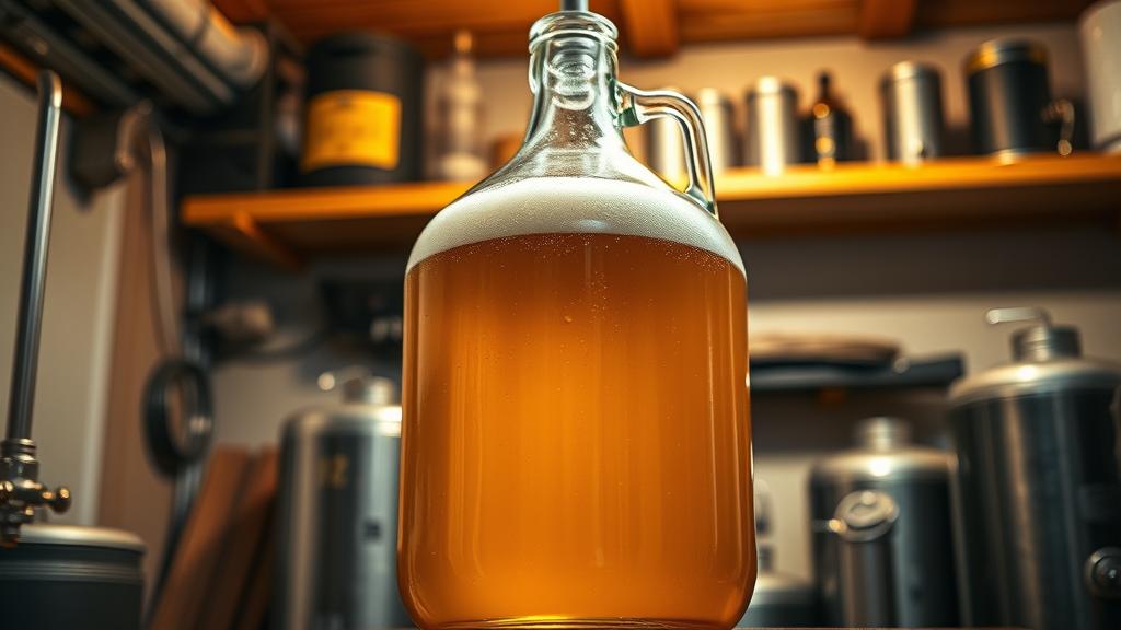 Fermentation vessel with golden wort and krausen head forming