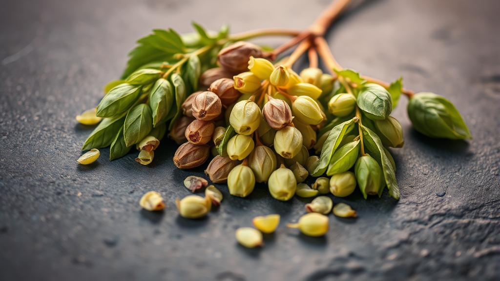 Close-up of cascade, centennial, chinook, and citra hop varieties showing distinct colors and textures