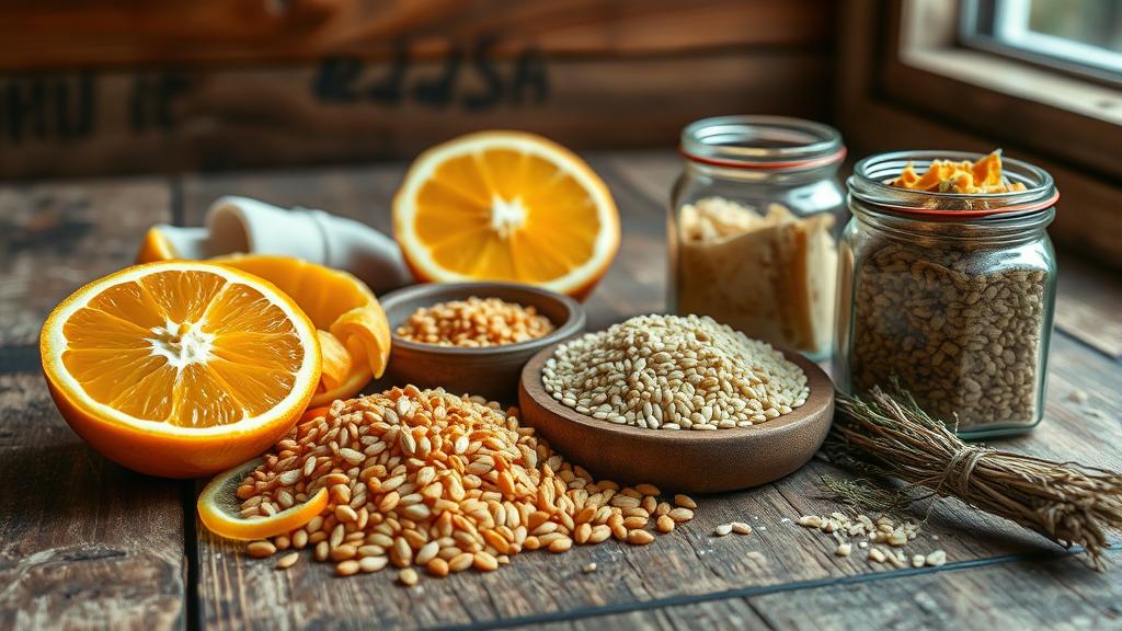 Traditional Belgian witbier ingredients including coriander seeds and orange peel