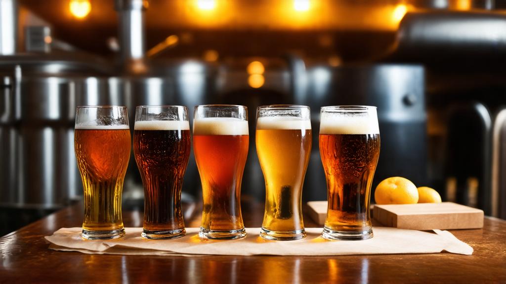 Selection of alcohol-free craft beers in a flight tray