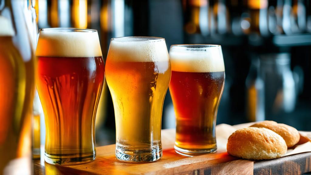 Elegant aperitif session beer served in wine glasses, sophisticated low-ABV brewing