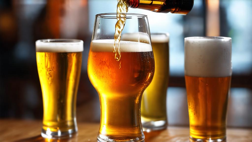 Pouring techniques for aperitif session beers, showcasing clarity and carbonation