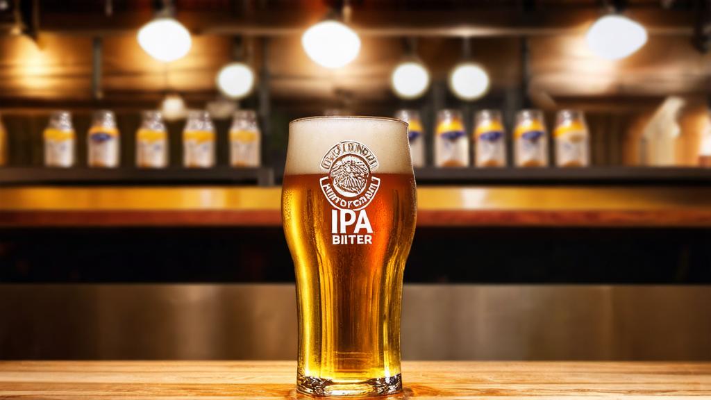 Golden IPA in glass with fresh hops illustrating modern grain bills