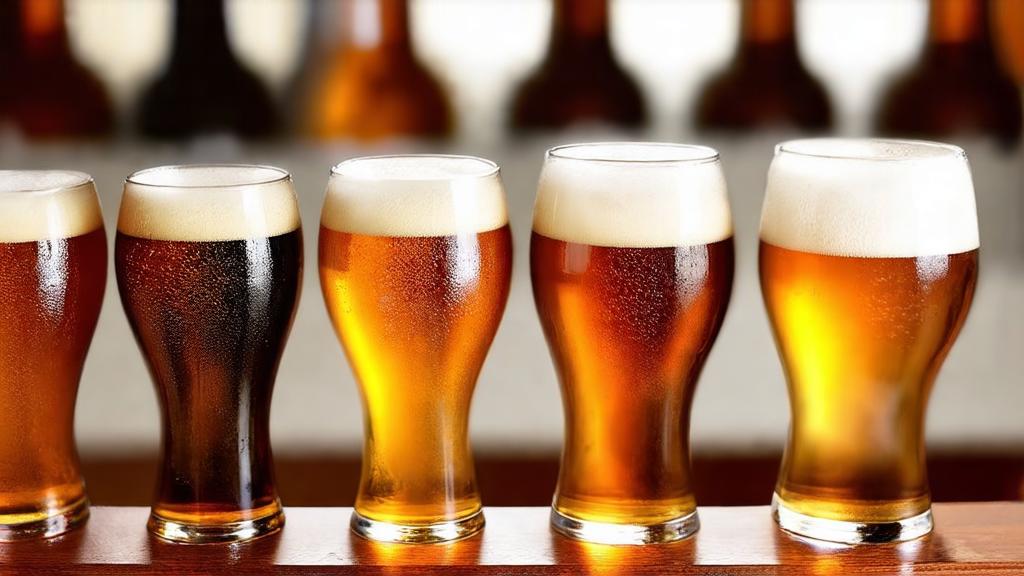 Selection of craft beers showing variety in colour and style
