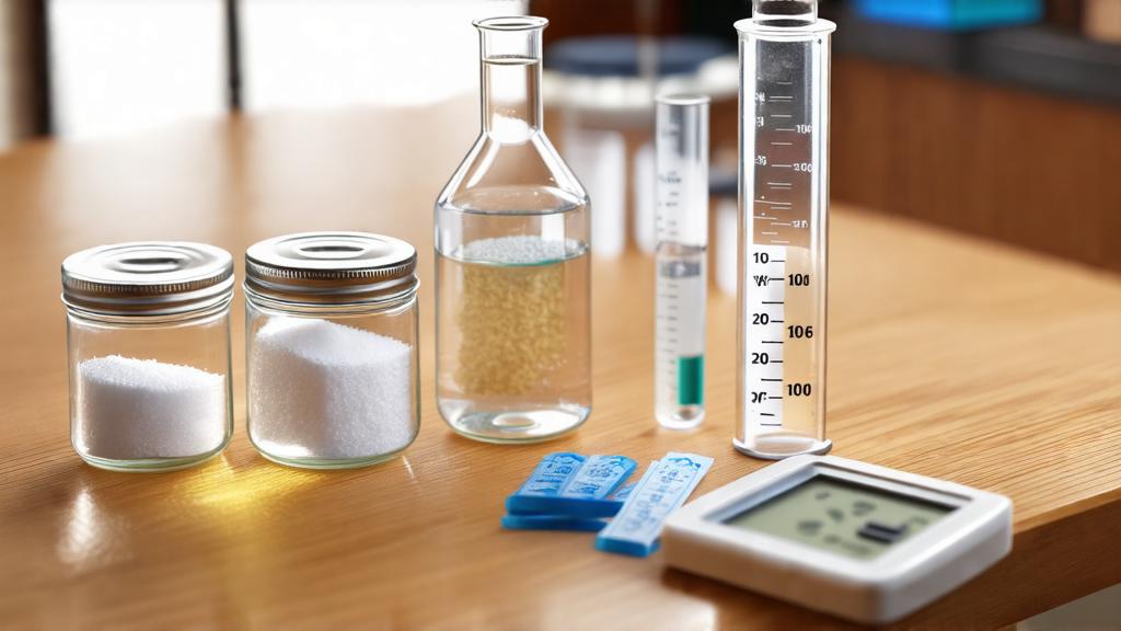 Homebrewing water chemistry minerals, pH meter, and crystal clear water sample