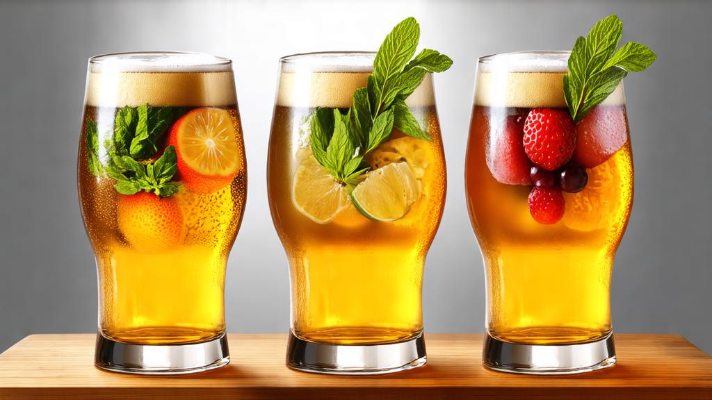 Three gose variations lined up: original, fruit-infused, herb-enhanced