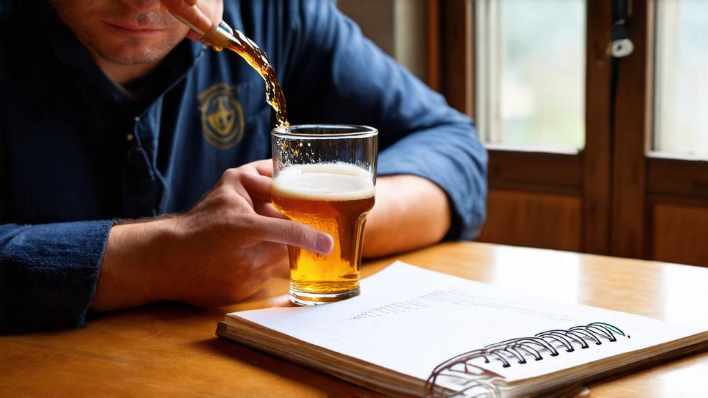 Homebrewer evaluating their bitter IPA with tasting notes