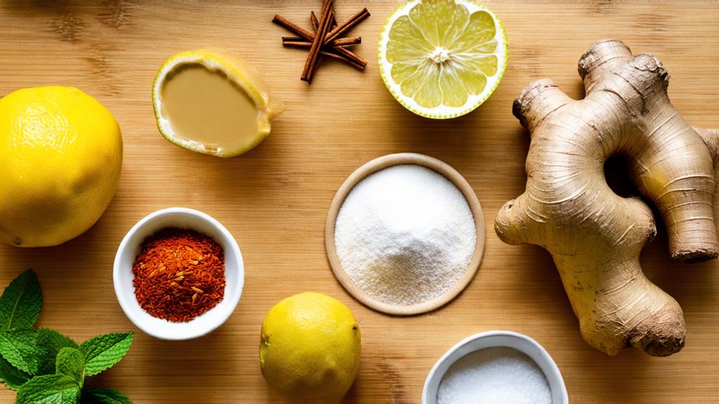 Yuzu brewing ingredients laid out: fresh yuzu, spices, yeasts, and malt for variations