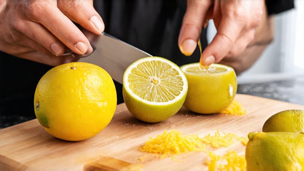 Yuzu citrus fruit being cut and juiced for beer brewing