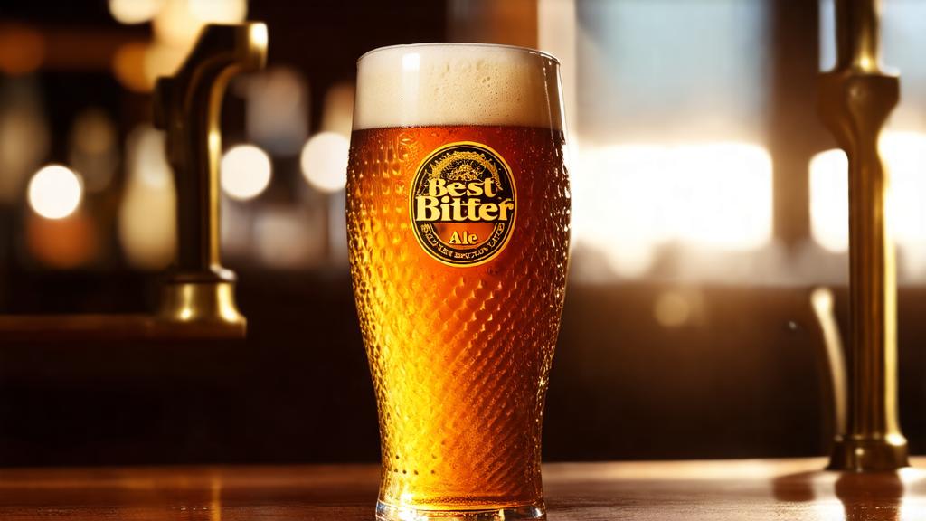 Rich amber best bitter in a dimpled English pint glass with perfect foam head
