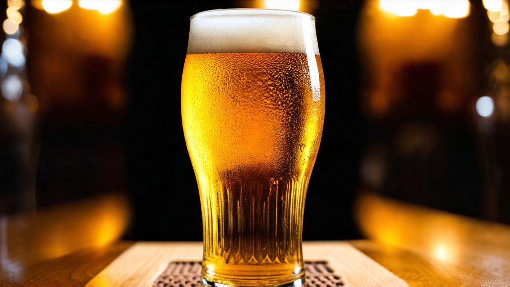Crystal clear pilsner lager in a Czech pilsner glass with perfect head retention