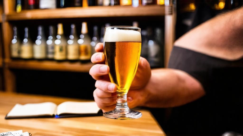 Evaluating herbal ale in glass for tasting notes