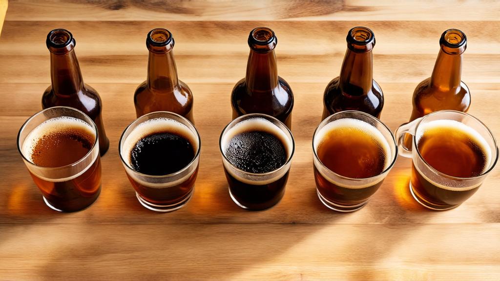 Different beer styles arranged for cellaring - barleywine, imperial stout, lambic, bottle-conditioned ale